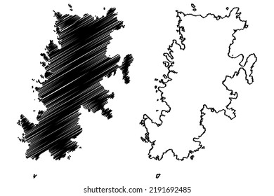 Fair island (United Kingdom of Great Britain and Northern Ireland, Scotland, Shetland islands) map vector illustration, scribble sketch Isle of Fara map