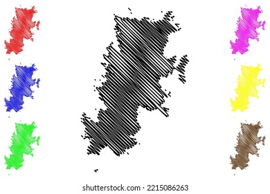 Fair island (United Kingdom of Great Britain and Northern Ireland, Scotland, Shetland islands) map vector illustration, scribble sketch Isle of Fara map