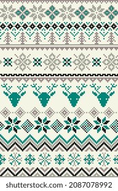 FAIR ISLE AZTEC SEAMLESS PATTERN FOR TEXTILE AND DECORATIVE COLLECTIONS VECTOR SKETCH EPS