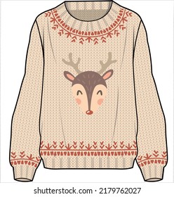 FAIR ISLE CHRISTMAS SWEATER PATTERN FOR WOMEN AND GIRLS IN EDITABLE VECTOR FILE