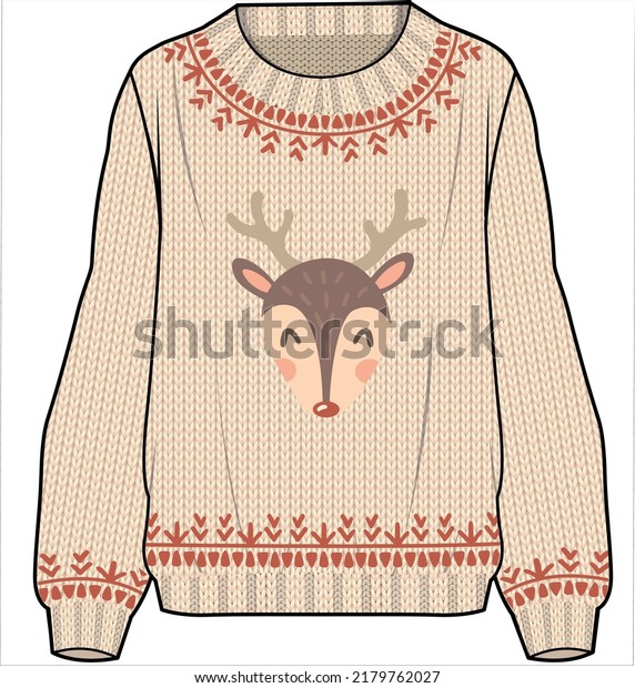 Fairisle Christmas Snowman Pattern Print Women Off Shoulder Sweatshirt main image 1
