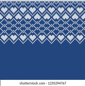 Fair Isle Design with Hearts. Seamless Knitting Pattern