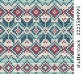 Fair isle jacquard knitted seamless pattern. Winter background. Vector illustration.