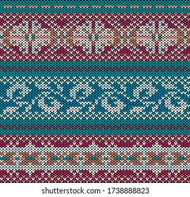 Fair Isle knitted colorful seamless pattern, scandynavian style