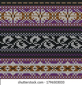 Fair Isle knitted colorful seamless pattern, scandynavian style