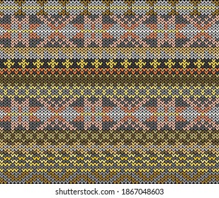 Fair Isle knitted colorful seamless pattern, scandynavian style