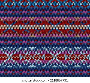 Fair Isle knitted colorful seamless pattern, scandynavian style