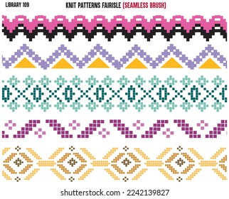 FAIR ISLE PATTERN REPEAT SEAMLESS BRUSH IN EDITABLE VECTOR