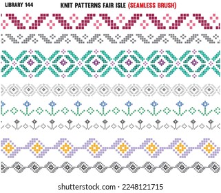 FAIR ISLE PATTERN REPEAT SEAMLESS BRUSH IN EDITABLE VECTOR