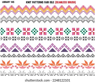 FAIR ISLE PATTERN REPEAT SEAMLESS BRUSH IN EDITABLE VECTOR