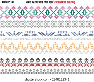 FAIR ISLE PATTERN REPEAT SEAMLESS BRUSH IN EDITABLE VECTOR