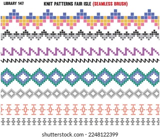 FAIR ISLE PATTERN REPEAT SEAMLESS BRUSH IN EDITABLE VECTOR