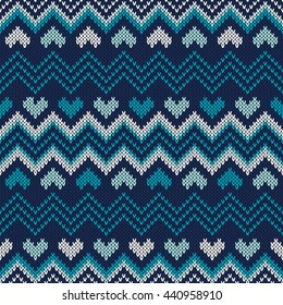 Fair Isle Style Knitted Sweater Design. Seamless Knitting Pattern. Vector Knitted Texture