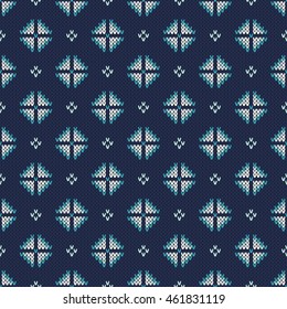 Fair Isle Style Knitted Sweater Design. Seamless Knitting Pattern. Vector Knitted Texture