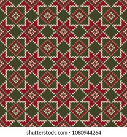 Fair Isle Style Seamless Knit Pattern. Christmas Seamless Abstract Knitted Sweater Design