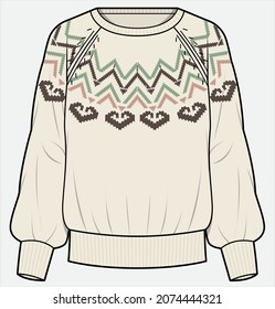 FAIR ISLE SWATER FOR WOMEN AND TEEN GIRLS IN EDITABLE VECTOR FILE