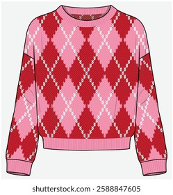 FAIR ISLE SWEATER FOR KID GIRLS, TEEN GIRLS AND WOMEN IN TRENDY PATTERN