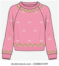 FAIR ISLE SWEATER FOR KID GIRLS, TEEN GIRLS AND WOMEN IN TRENDY PATTERN