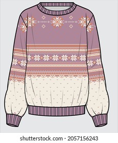 FAIR ISLE  SWEATER FOR WOMEN AND TEEN GIRLS IN TRENDY PATTERN