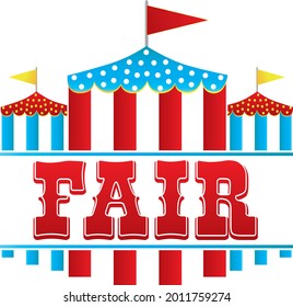 Fair Logo with Tents Red, Blue, and Yellow