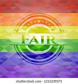 Fair on mosaic background with the colors of the LGBT flag