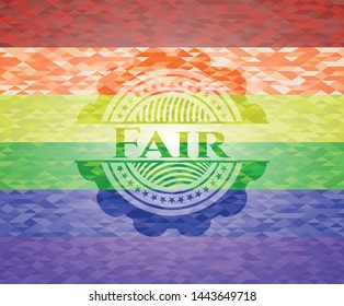 Fair on mosaic background with the colors of the LGBT flag
