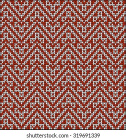 Fair Pattern sweater design on the wool knitted texture. Knitting Ornament