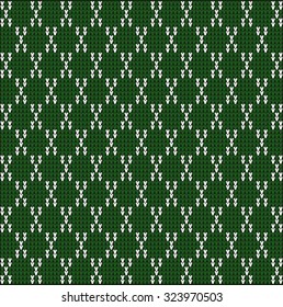 Fair Pattern sweater design on the wool knitted texture. Knitting Ornament