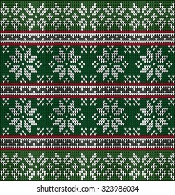 Fair Pattern sweater design on the wool knitted texture. Knitting Ornament