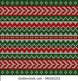 Fair Pattern sweater design on the wool knitted texture. Knitting Ornament