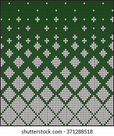 Fair Pattern sweater design on the wool knitted texture. Knitting Ornament