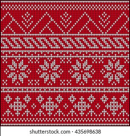 Fair Pattern sweater design on the wool knitted texture.Bright turquoise Knitting Ornament, crochet