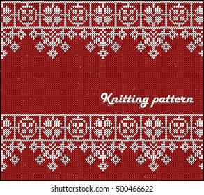 Fair Pattern sweater design on the wool knitted texture. Knitting Ornament template