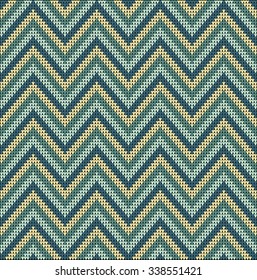 Fair Pattern sweater zig zag design on the wool knitted texture. Knitting Ornament