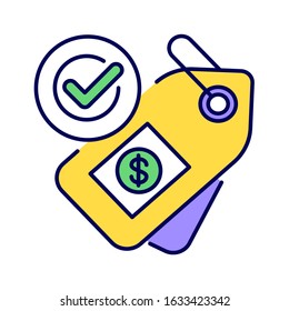 Fair price or trade color line icon. Minimum price paid for certain products imported from developing countries. Pictogram for web page, mobile app, promo. UI UX GUI design element. Editable stroke.