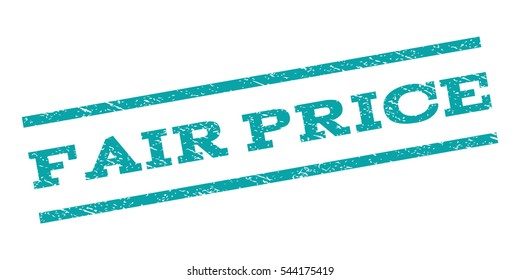 Fair Price watermark stamp. Text tag between parallel lines with grunge design style. Rubber seal stamp with scratched texture. Vector cyan color ink imprint on a white background.