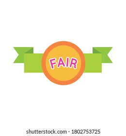 fair seal with ribbon flat style icon vector illustration design