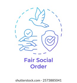 Fair social order blue gradient concept icon. Social justice, equality. Law regulation. Round shape line illustration. Abstract idea. Graphic design. Easy to use in infographic, presentation