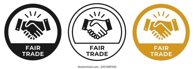 Fair trade circle rounded sign. Handshake signs, logo, badge, symbol, stamp, logo, logotype, sticker, emblem, mark or seal. Friendship and trust illustration for your business or marketing