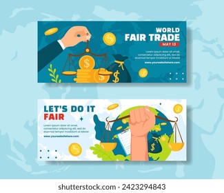 Fair Trade Day Horizontal Banner Flat Cartoon Hand Drawn Templates Background Illustration