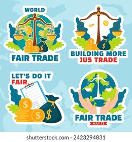 Fair Trade Day Label Flat Cartoon Hand Drawn Templates Background Illustration