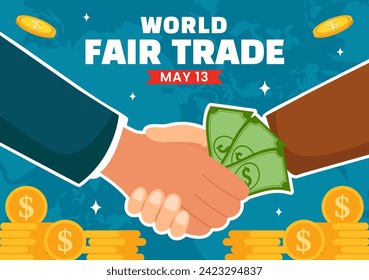 Fair Trade Day Social Media Background Flat Cartoon Hand Drawn Templates Illustration