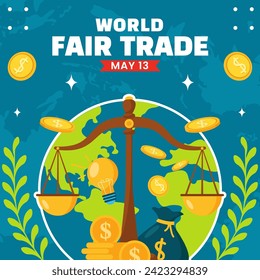 Fair Trade Day Social Media Illustration Flat Cartoon Hand Drawn Templates Background