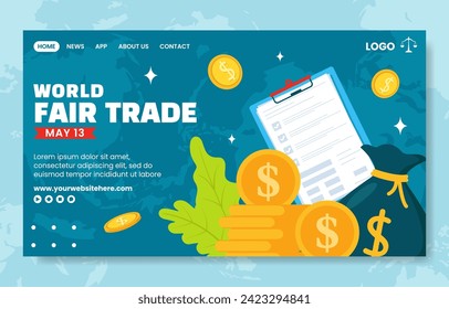 Fair Trade Day Social Media Landing Page Cartoon Hand Drawn Templates Background Illustration