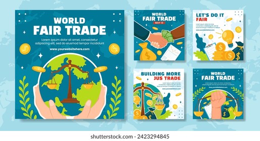 Fair Trade Day Social Media Post Flat Cartoon Hand Drawn Templates Background Illustration