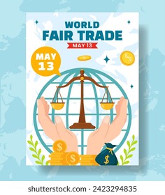 Fair Trade Day Vertical Poster Flat Cartoon Hand Drawn Templates Background Illustration