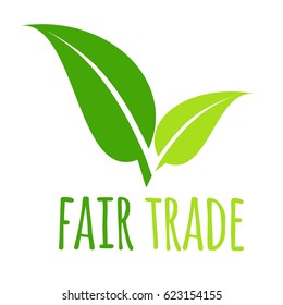 Fair Trade, Green Leaves Logo, Vector