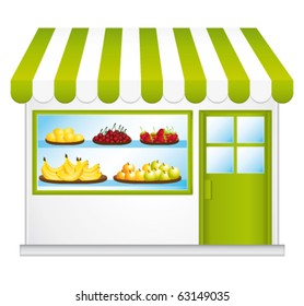 Fair Trade Grocery. Farming Fruits And Vegetables. Vector Illustration.