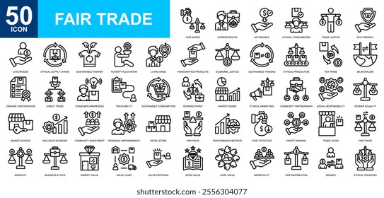 Fair Trade icon collection set. Global trade, business, advertising,  marketing icon. Simple line vector.