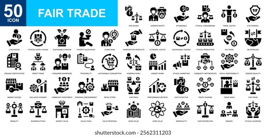 Fair Trade icon collection set. Global trade, business, advertising, marketing icon. Simple glyph vector.